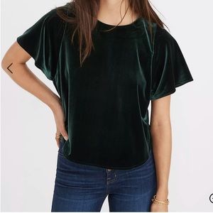 Dark Green Velvet Butterfly Top